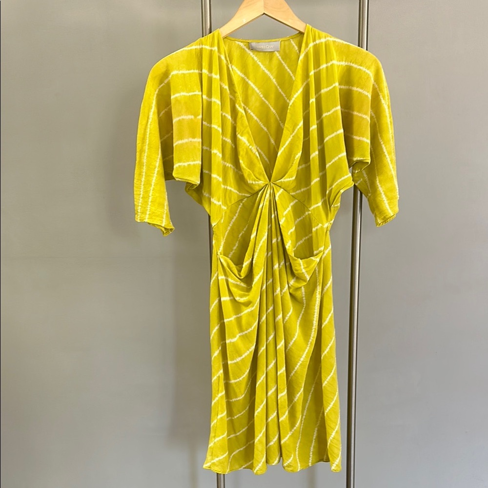 WILLOW Silk Tie Dye V-Neck Dress W  Front Drapery. Australian brand. AUS 8 US 4